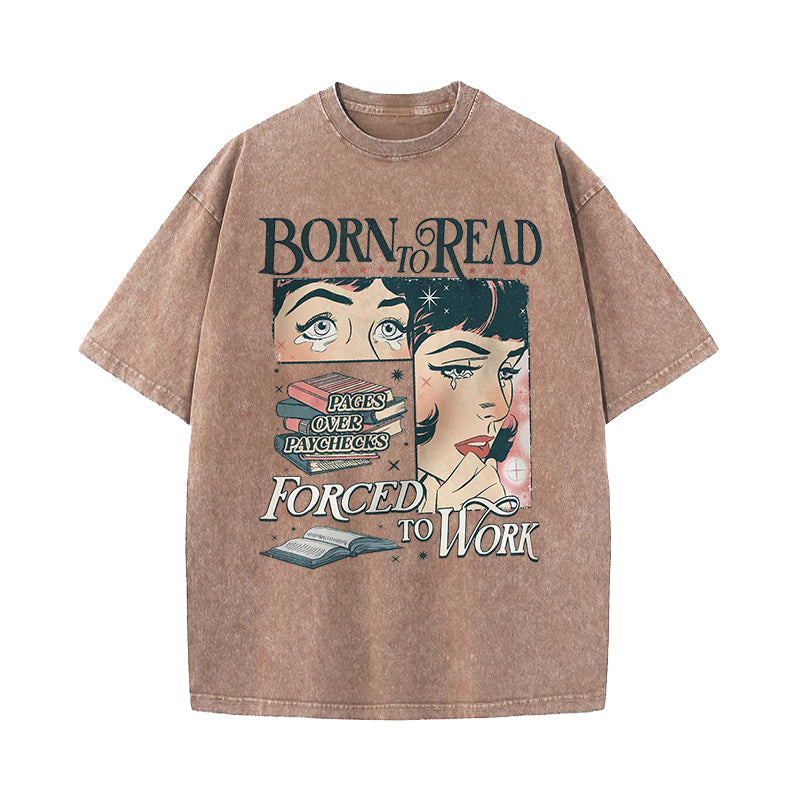 Born To Read Bookish Washed T-Shirt