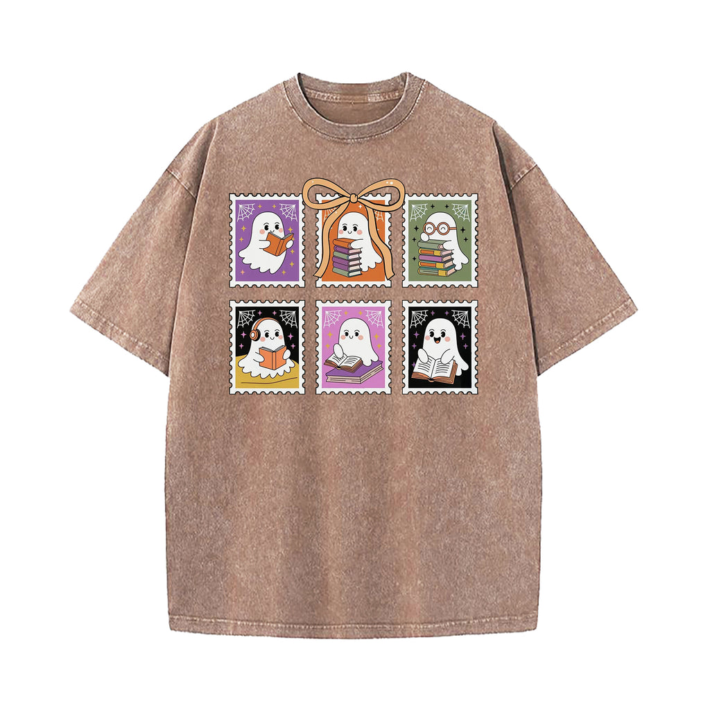 Reading Ghost Halloween Washed T-Shirt