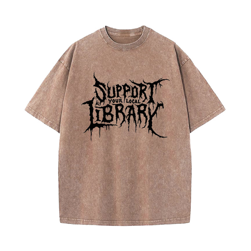 Support Your Local Library Washed T-Shirt