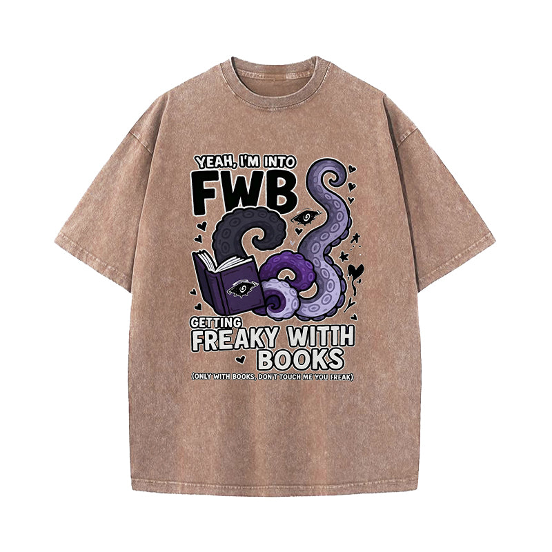 Freaky With Books Washed T-Shirt