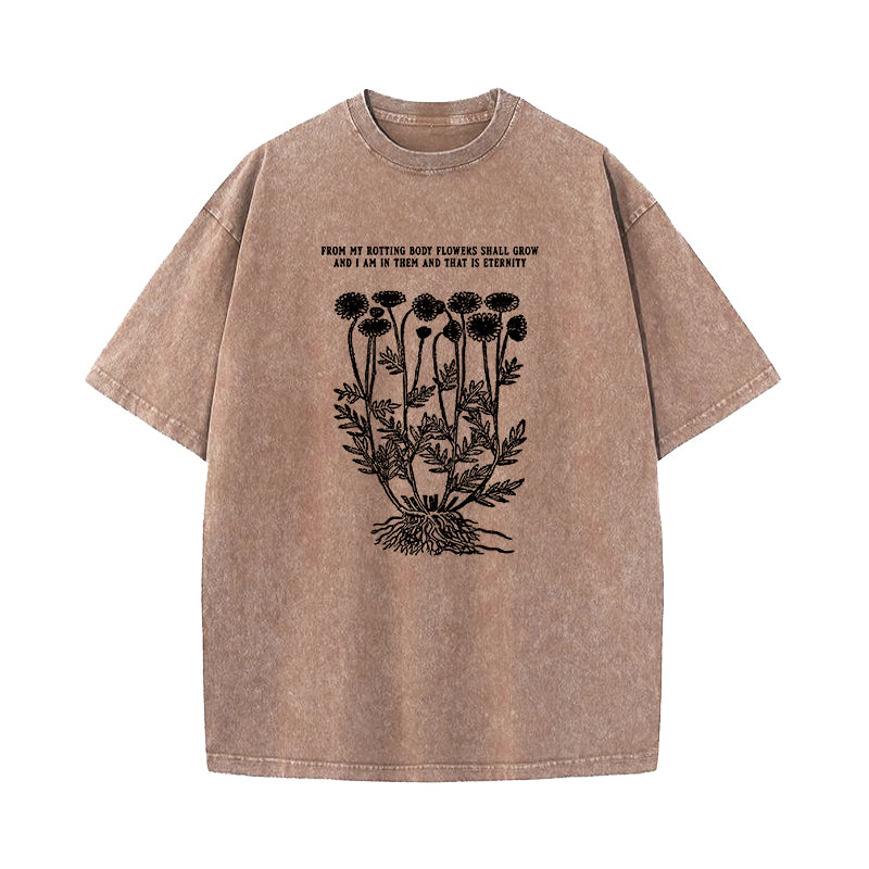 Victorian Flower Poetry Cottagecore Washed T-Shirt