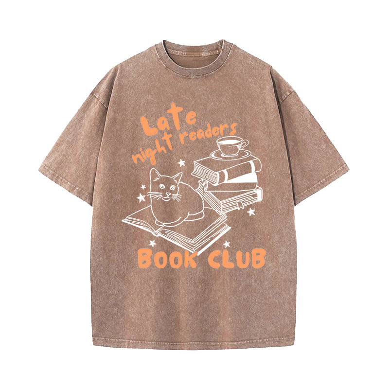 Late Night Readers Book Club Washed T-Shirt