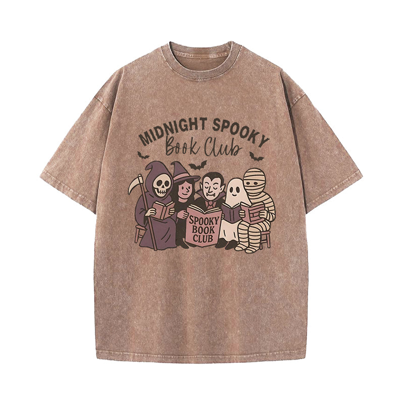 Midnight Spooky Book Club Washed T-Shirt