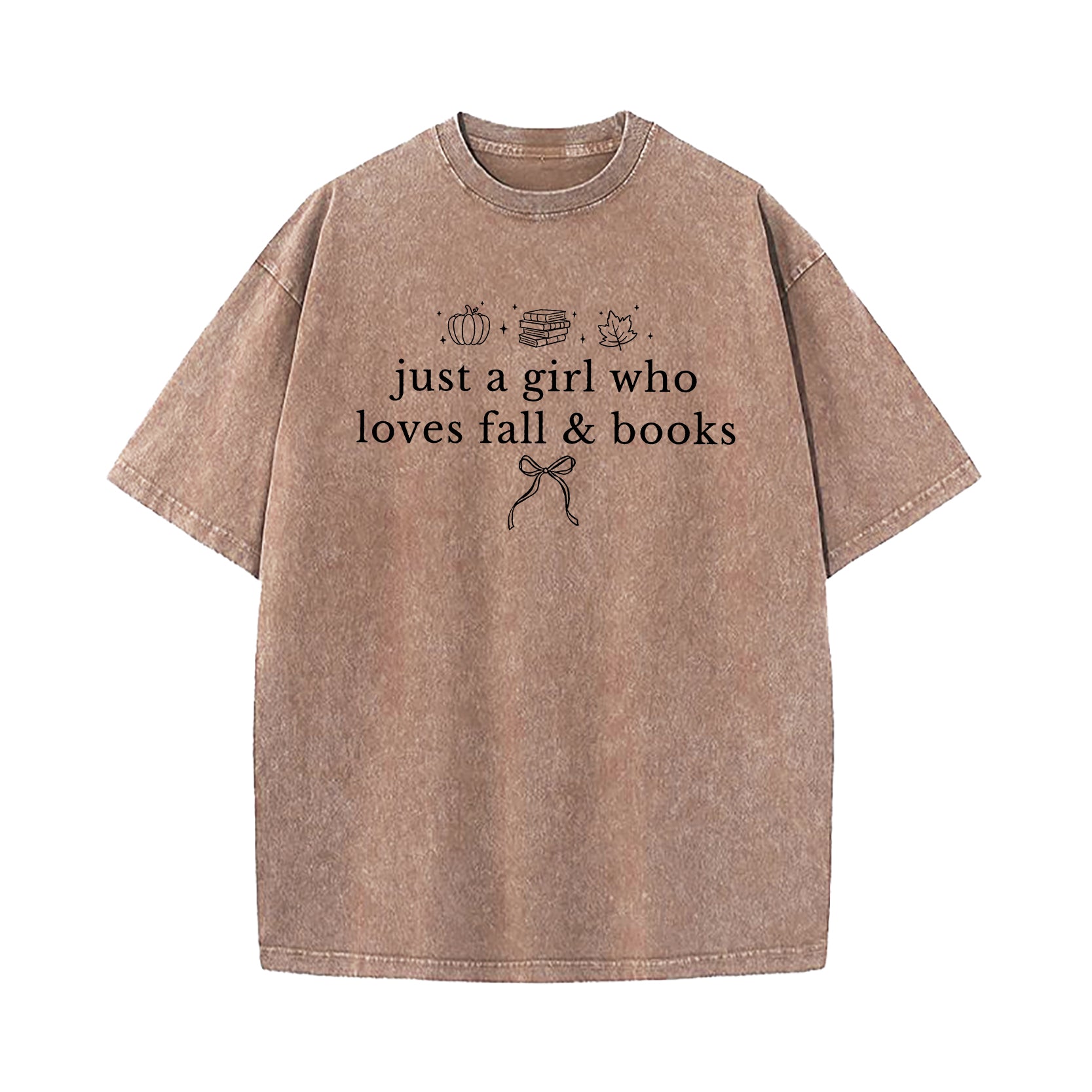 Just A Girl Who Loves Fall And Books Washed T-Shirt