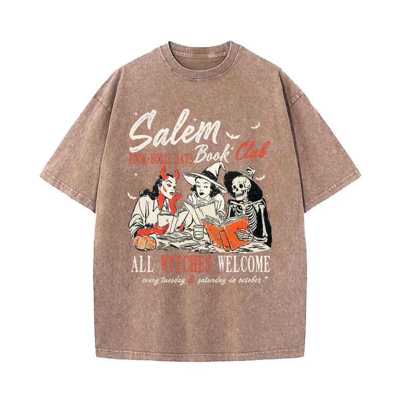 Salem Book Club Halloween Washed T-Shirt