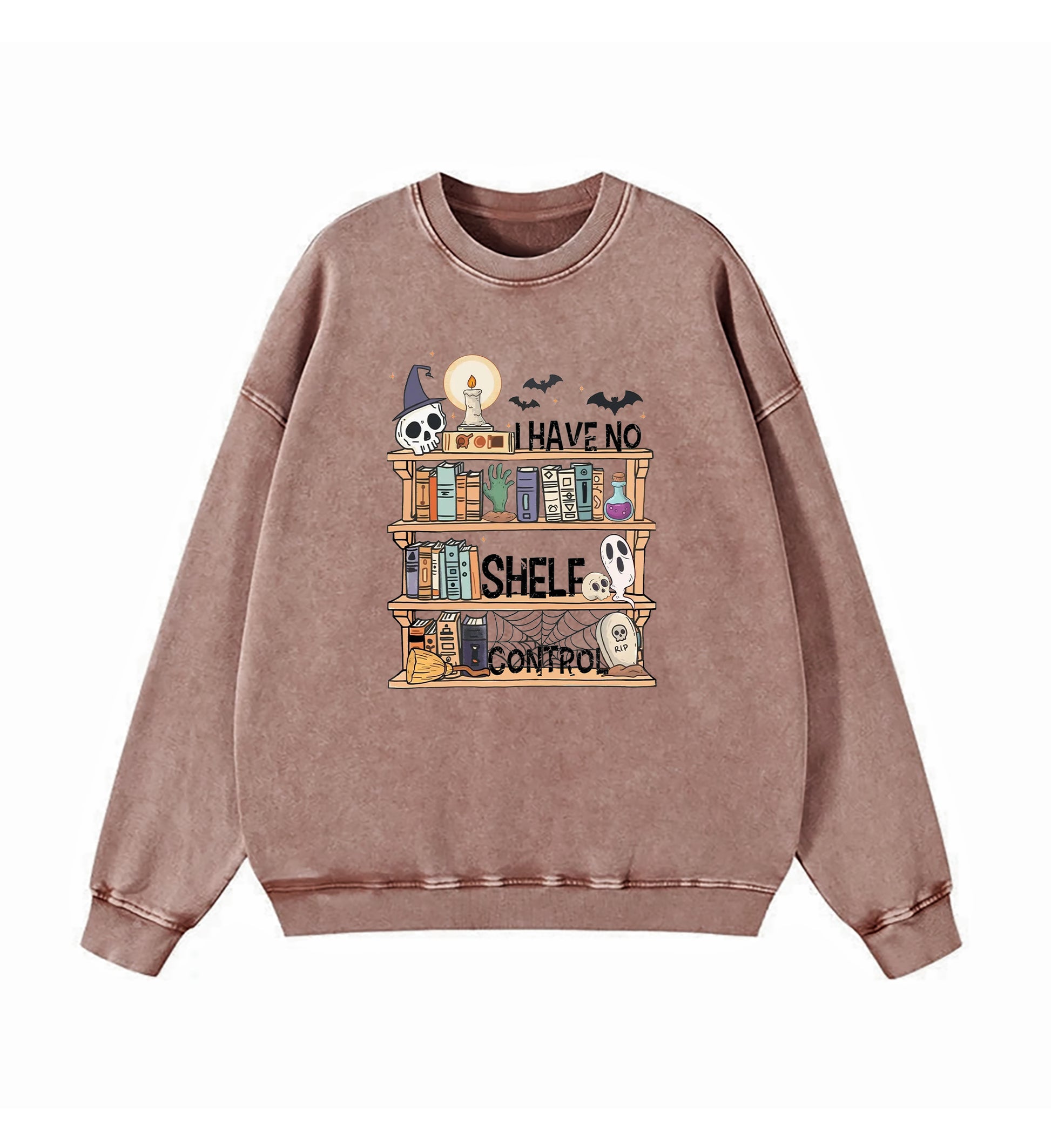 I Have No Shelf Control Book Lover Halloween Edition Washed Sweatshirt