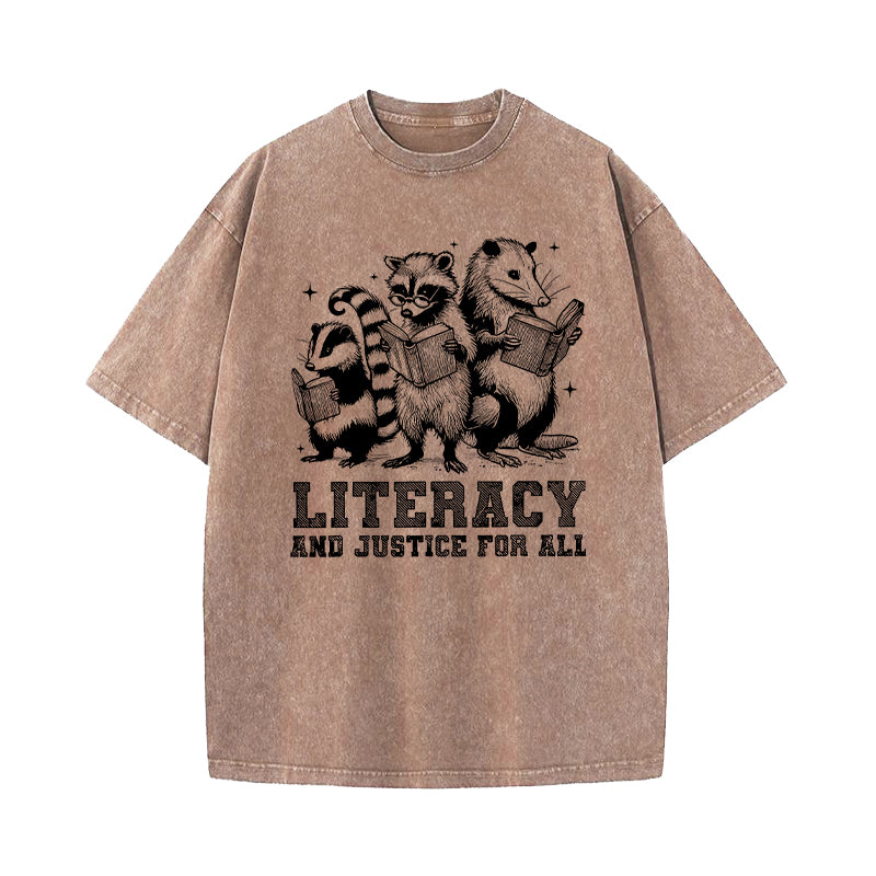 Literacy And Justice For All Washed T-Shirt
