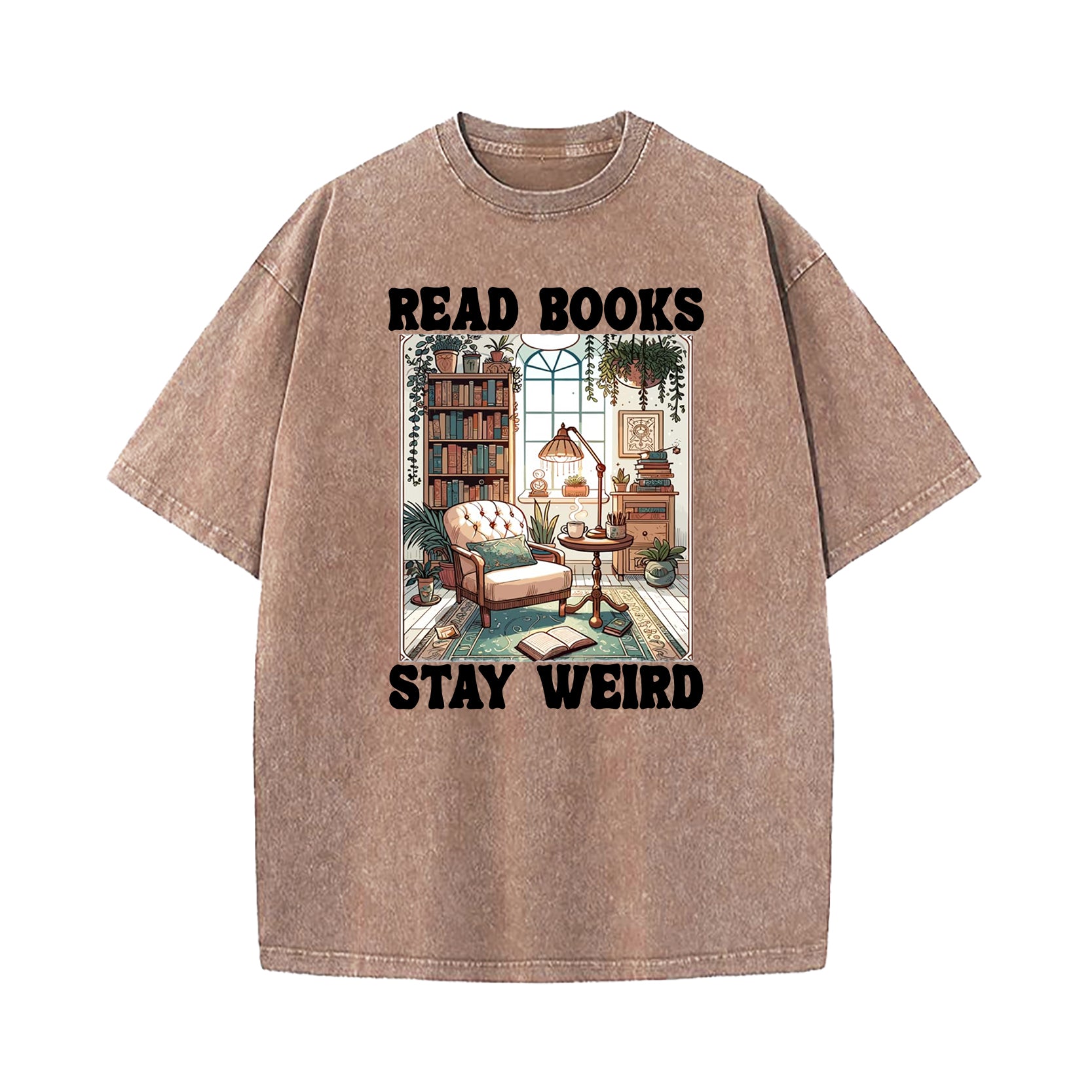 Read Books Stay Weird Book Lover Washed T-Shirt