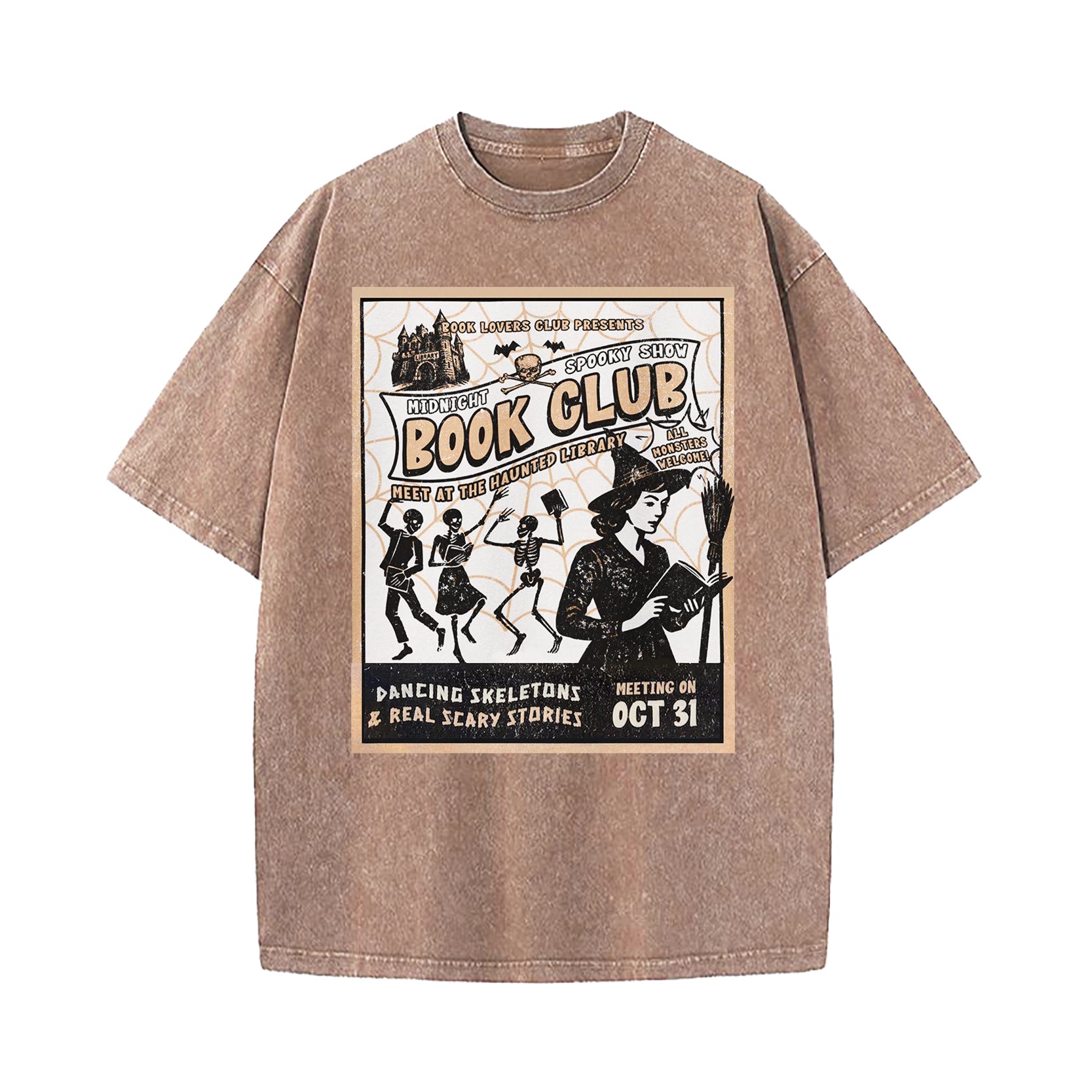 Midnight Halloween Book Club Washed T-Shirt