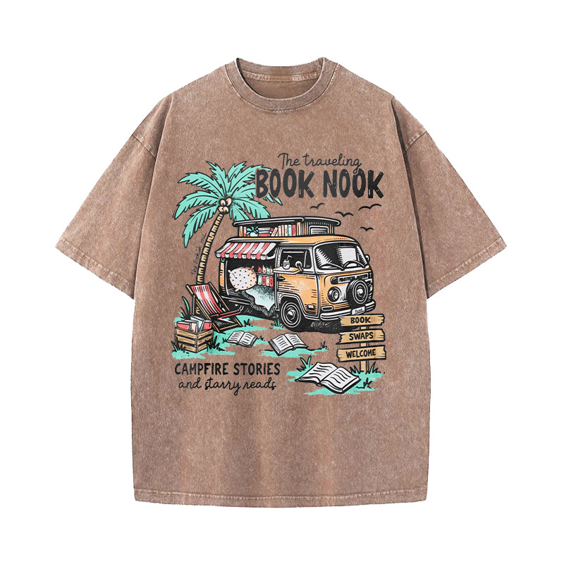 Traveling Book Nook Vintage Washed T-Shirt