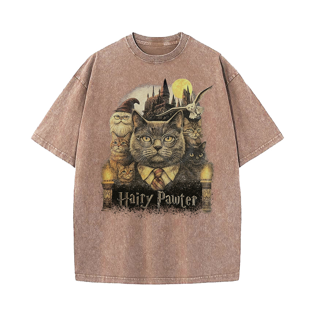 Hairy Pawter Wizard Fantasy Washed T-Shirt
