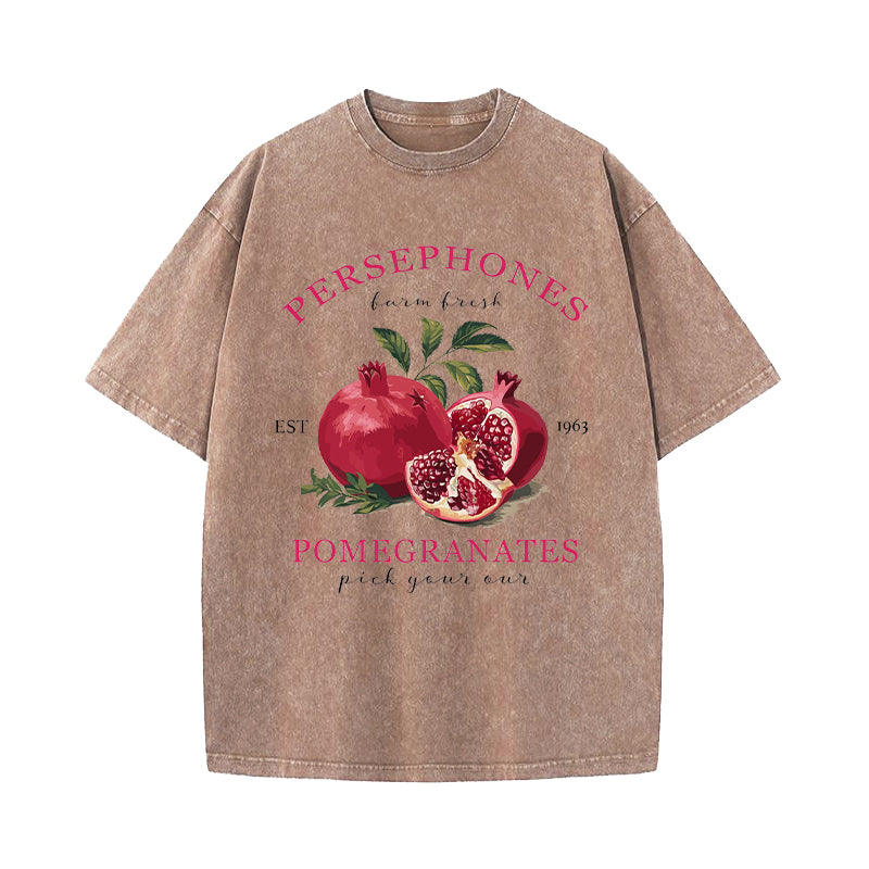 Persephone's Pomegranates Greek Mythology Washed T-Shirt