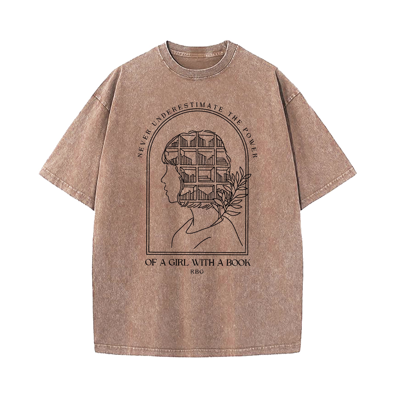 Never Underestimate The Power of A Girl With A Book Washed T-Shirt