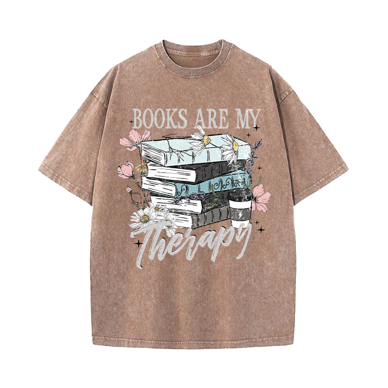 Book Are My Therapy Washed T-Shirt