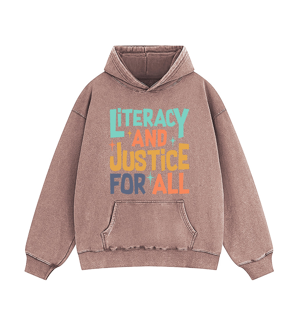 Literacy And Justice For All Washed Hoodie