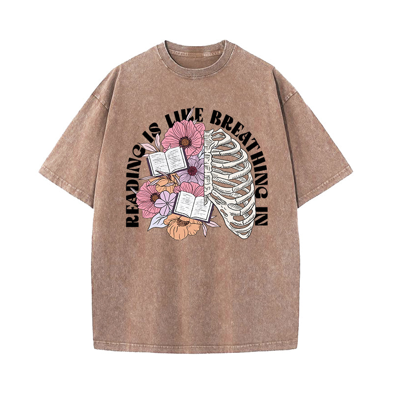 Reading Is Like Breathing Washed T-Shirt