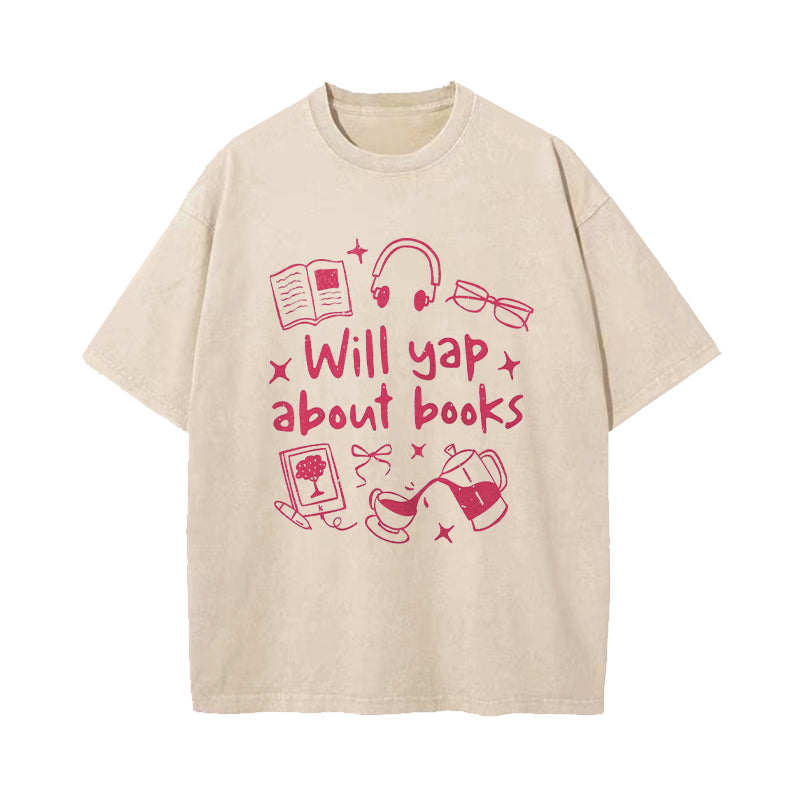 Will Yap About Books Washed T-Shirt