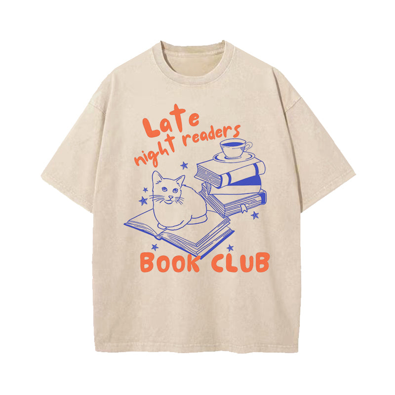 Late Night Readers Book Club Washed T-Shirt