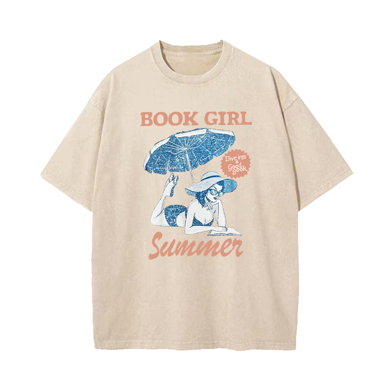 Book Girl Summer Washed T-Shirt