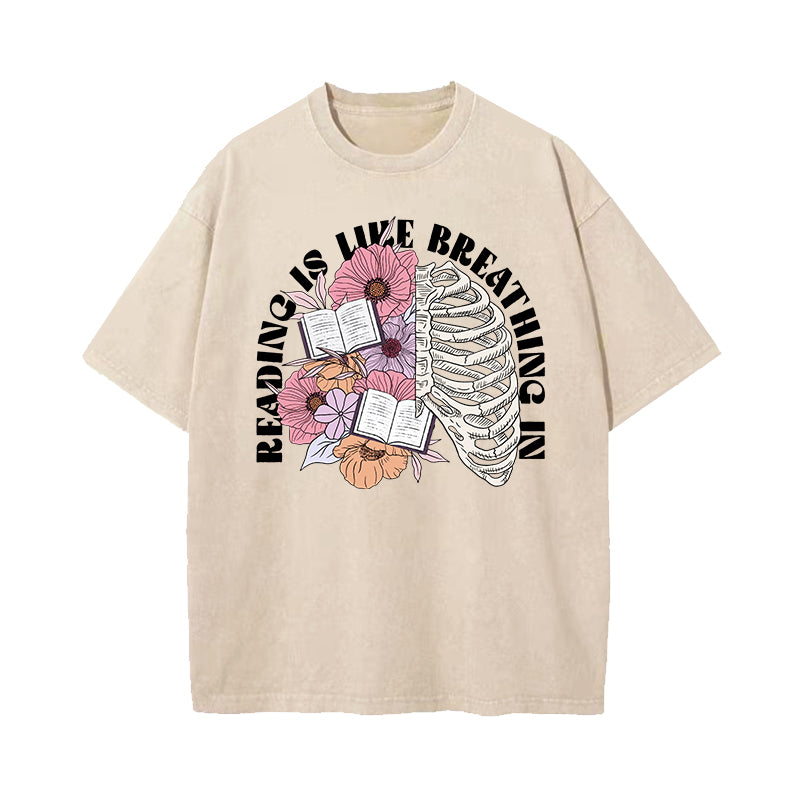 Reading Is Like Breathing Washed T-Shirt