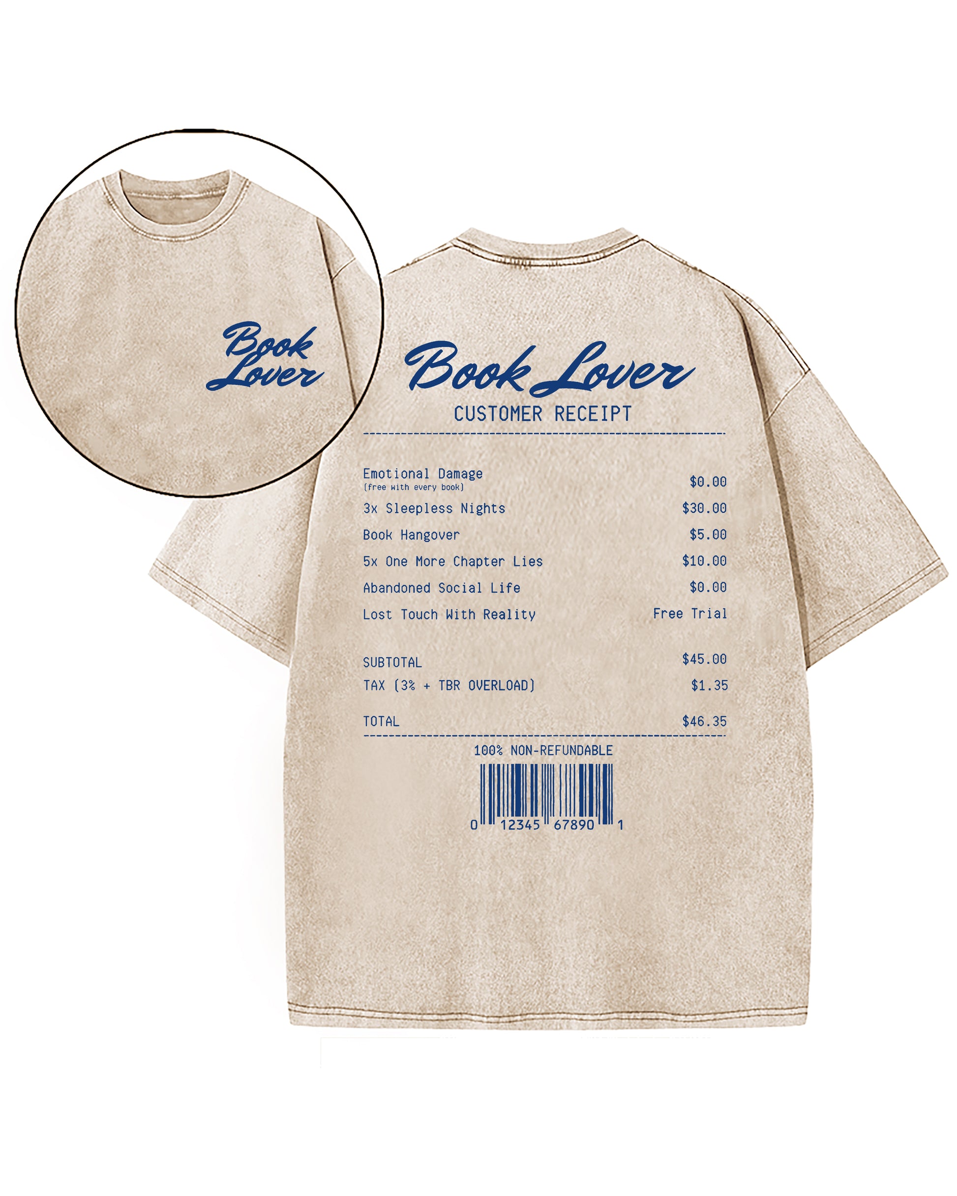 Book Lover Customer Receipt Washed T-Shirt