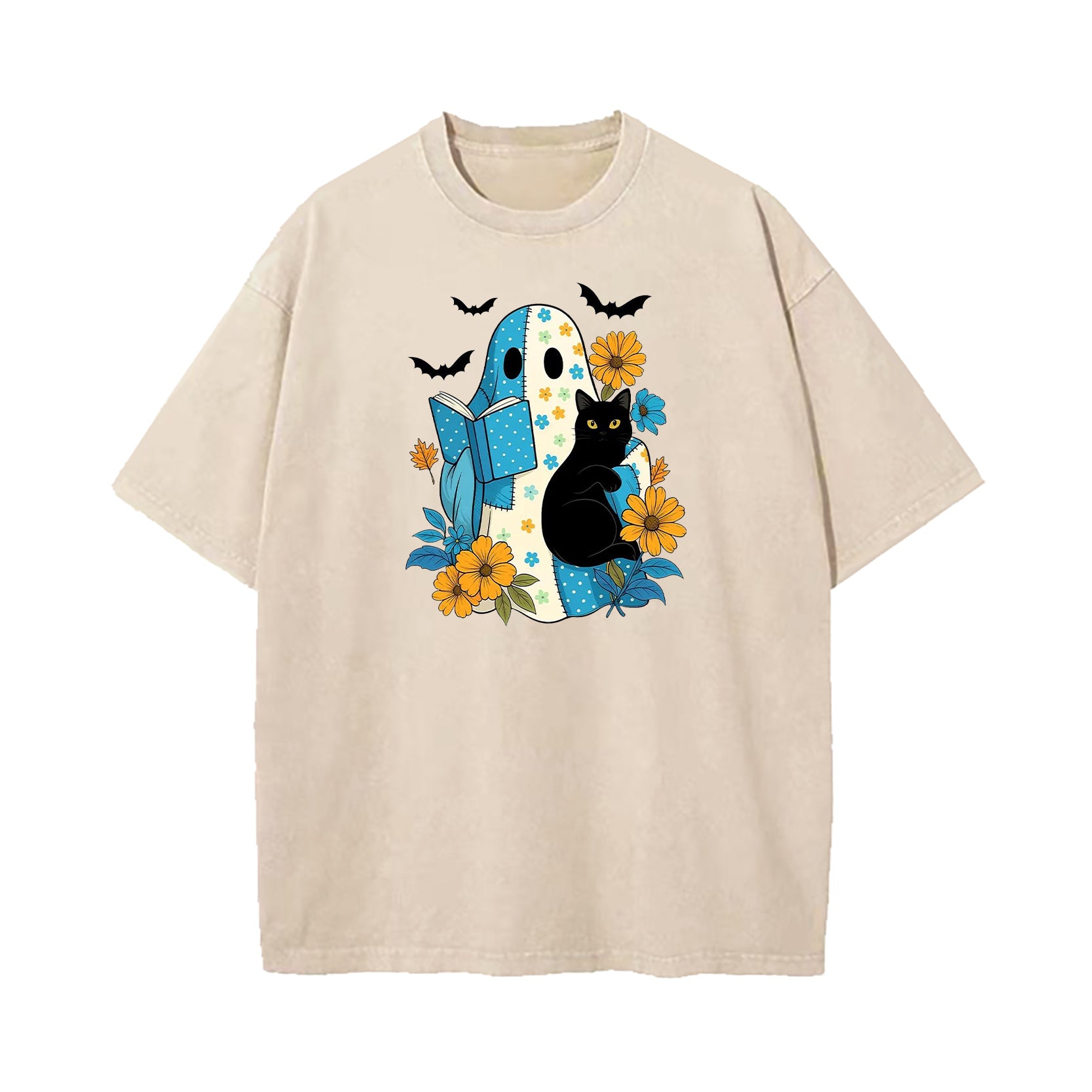 Blue Denim Patchwork Ghost Washed T-Shirt