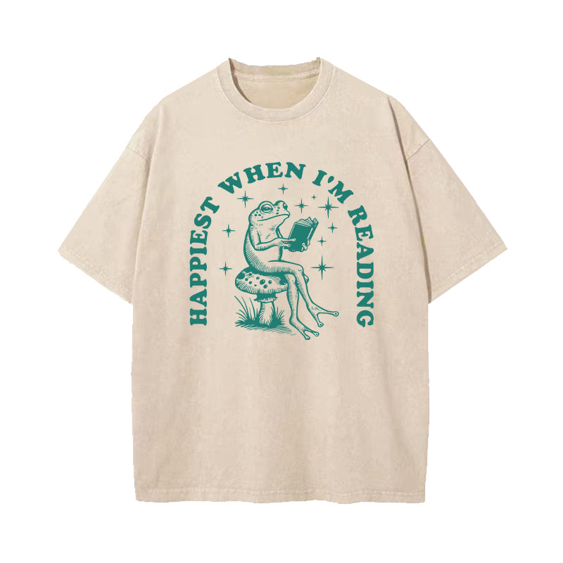 Happiest When I'm Reading Washed T-Shirt
