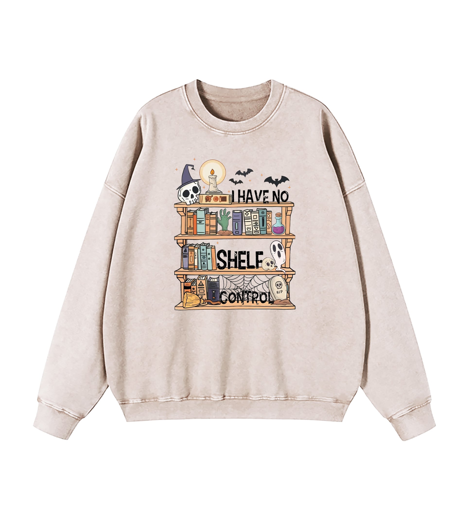 I Have No Shelf Control Book Lover Halloween Edition Washed Sweatshirt