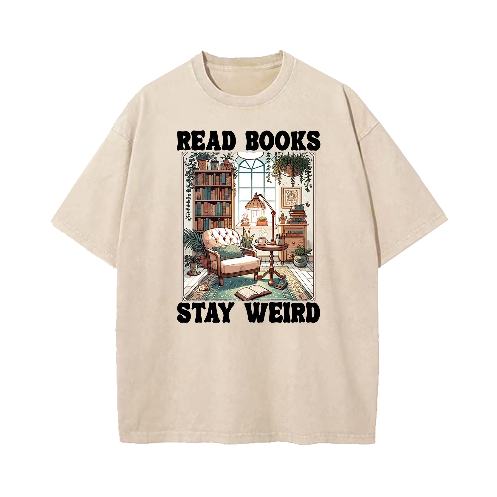 Read Books Stay Weird Book Lover Washed T-Shirt
