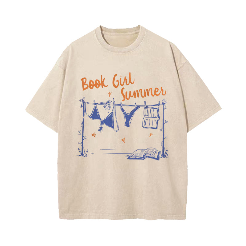 Book Girl Summer Washed T-Shirt