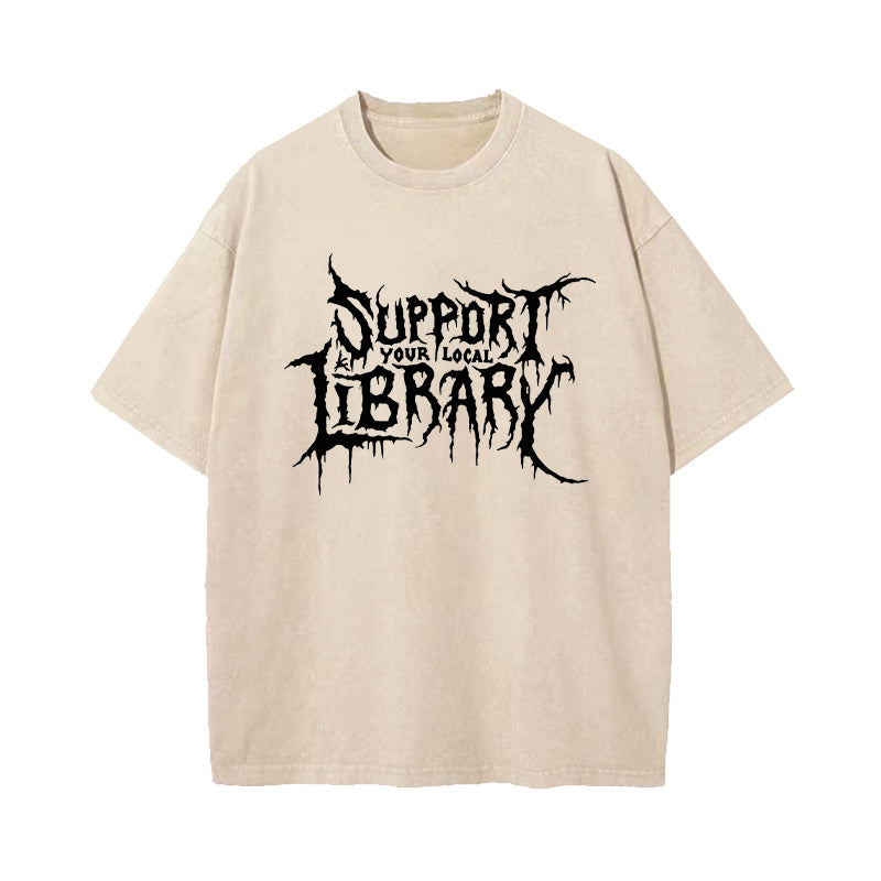 Support Your Local Library Washed T-Shirt