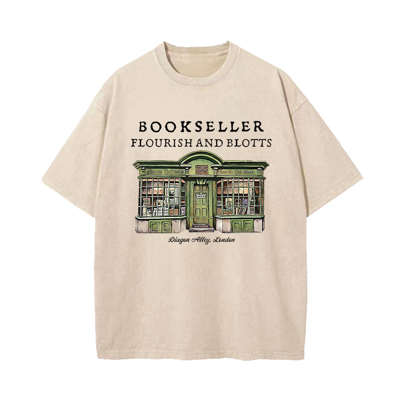 Flourish Blotts Wizard House Washed T-Shirt