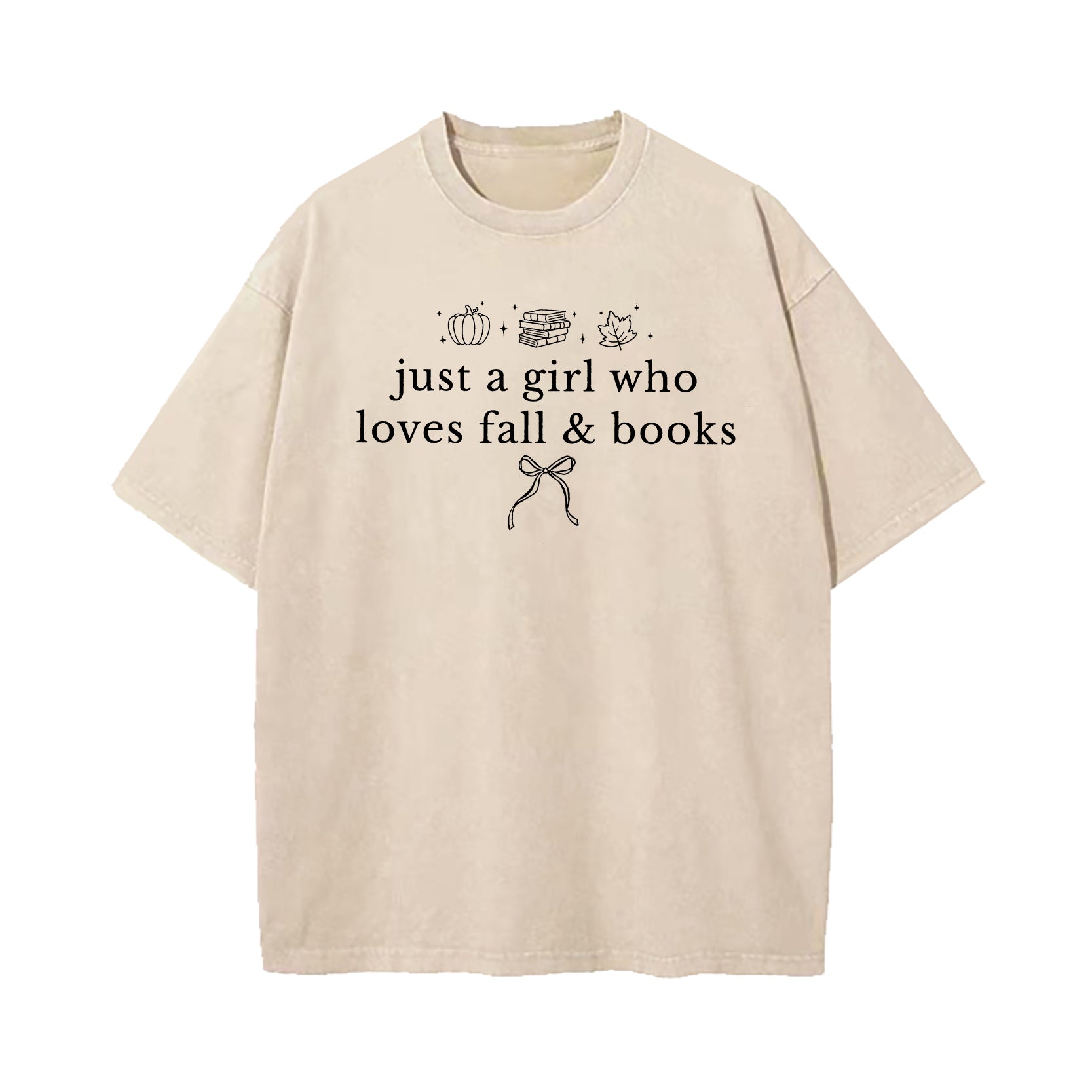 Just A Girl Who Loves Fall And Books Washed T-Shirt