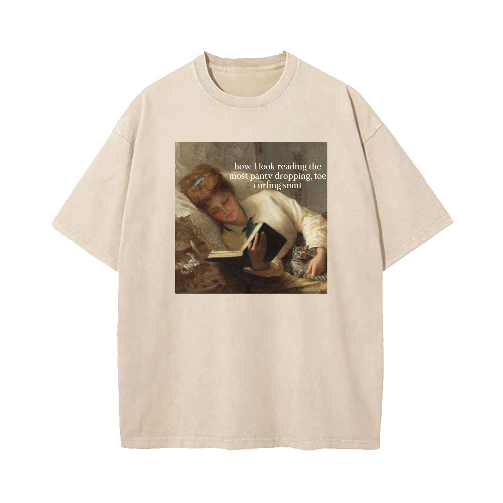 Renaissance Painting Reading Straight-Faced Meme Washed T-Shirt