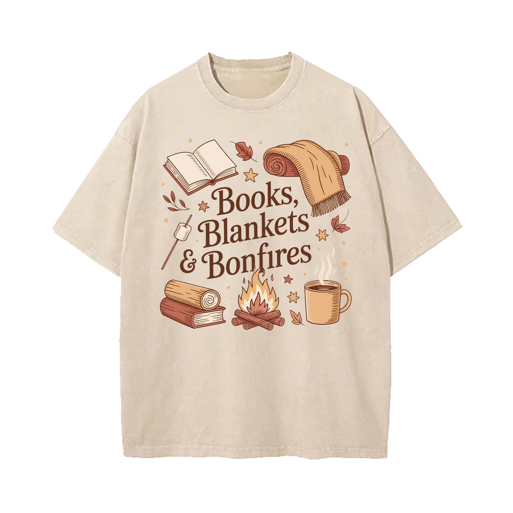 Books Blankets and Bonfires Washed T-Shirt
