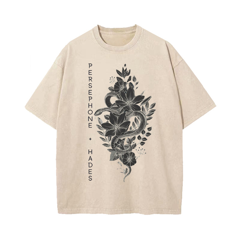 Persephone and Hades Greek Mythology Washed T-Shirt