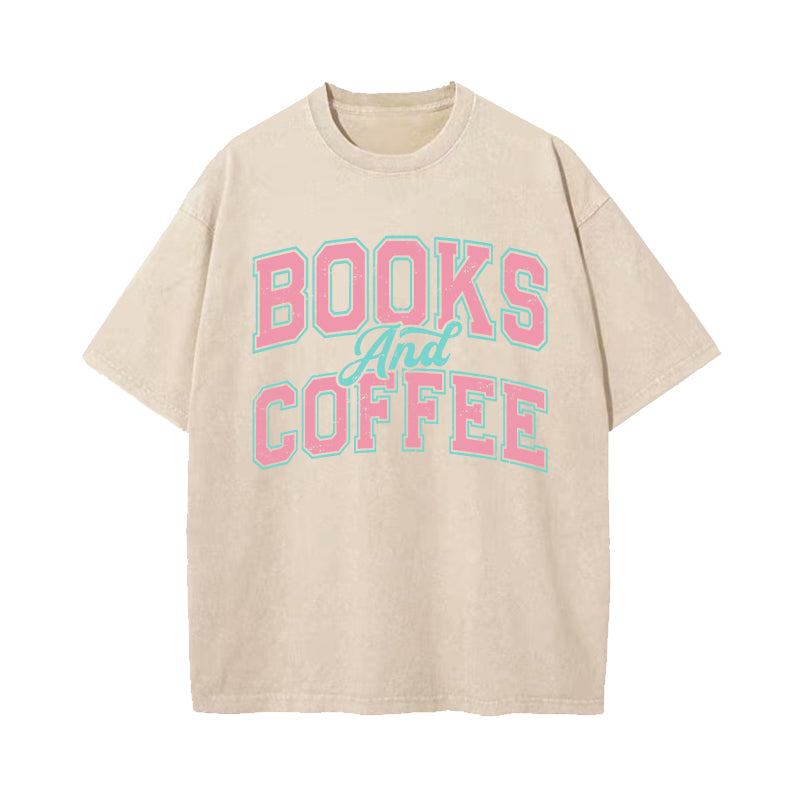 Books And Coffee Bookish Washed T-Shirt