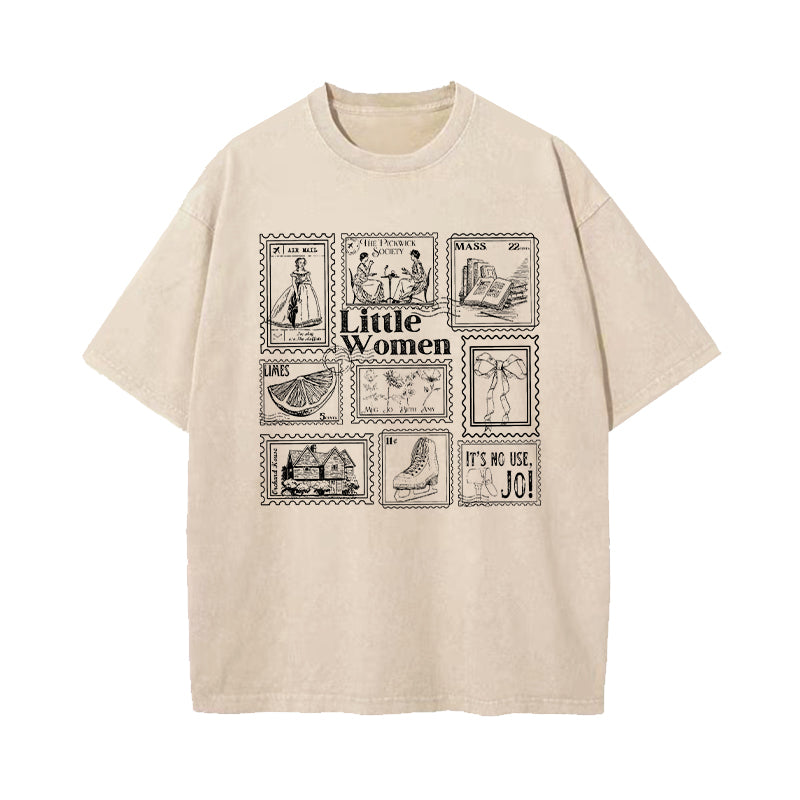 Little Women Literary Stamp Collection Washed T-Shirt