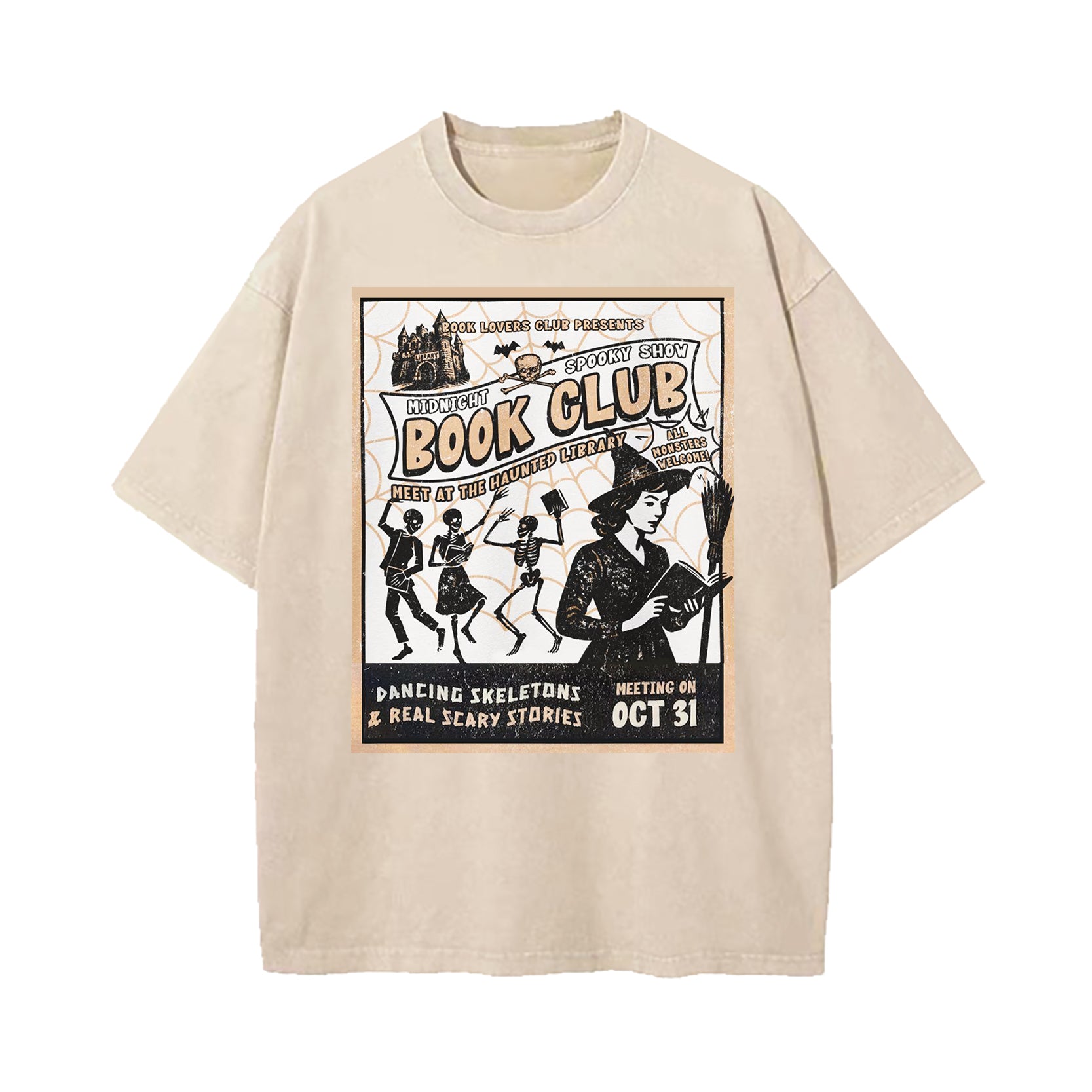Midnight Halloween Book Club Washed T-Shirt