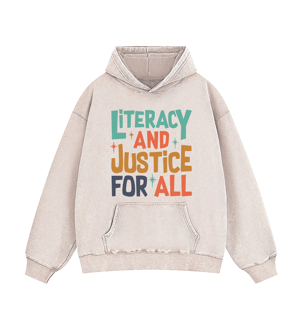 Literacy And Justice For All Washed Hoodie