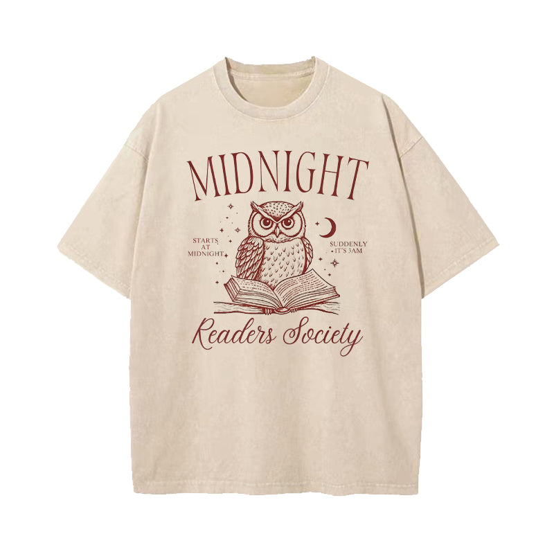 Midnight Readers Society Late Night Reading Washed T-Shirt