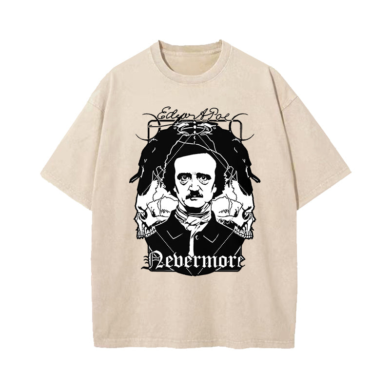 Edgar Allan Poe Nevermore Raven Washed T-Shirt