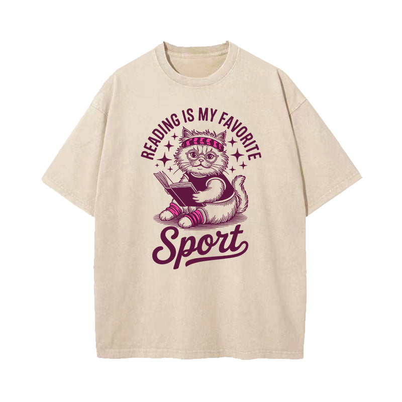 Reading Is My Favorite Sport Washed T-Shirt