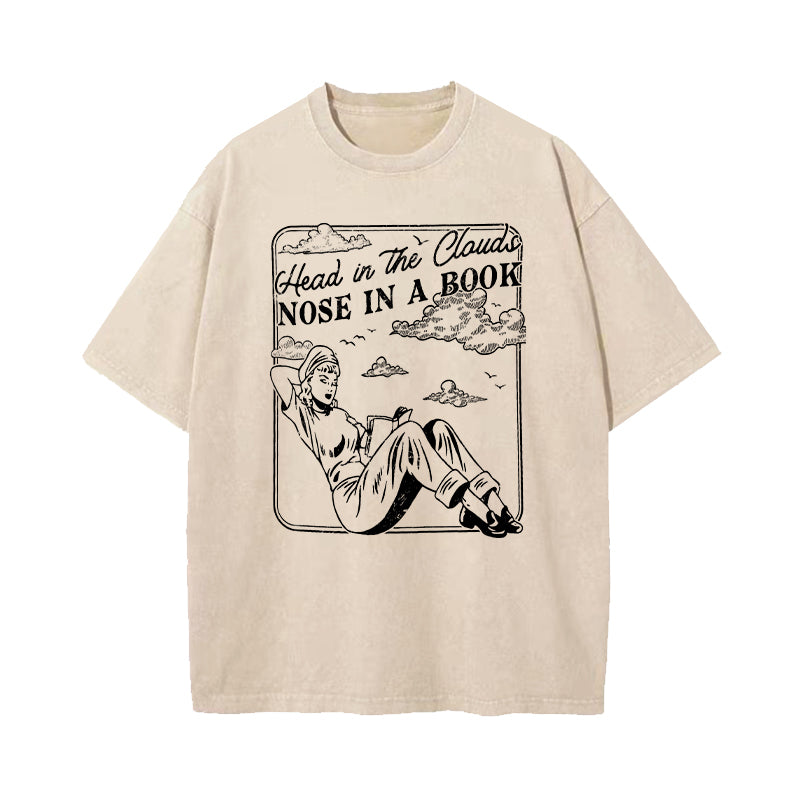 Head In the Clouds Nose In a Book Washed T-Shirt