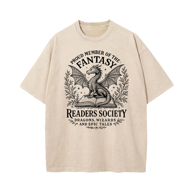 Fantasy Readers Society Dragon Washed T-Shirt