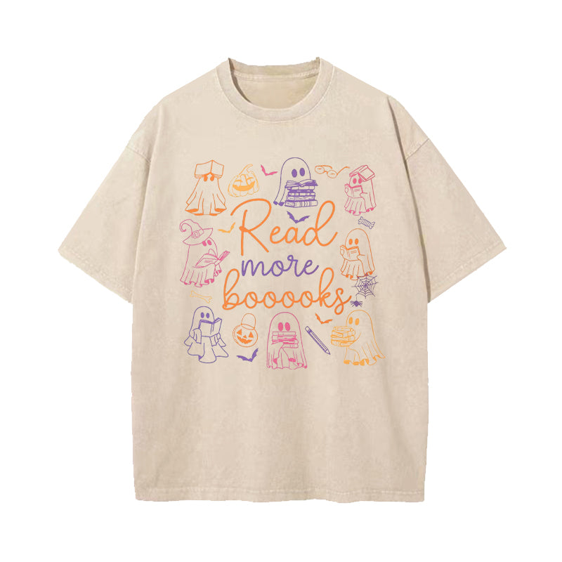 Cute Ghost Read More Books Halloween Washed T-Shirt