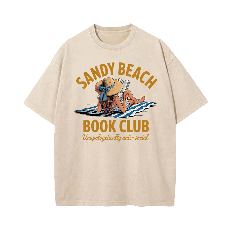 Sandy Beach Book Club Washed T-Shirt