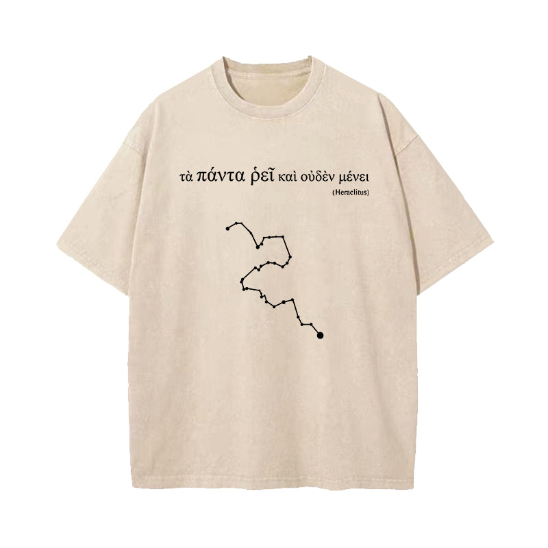 Panta Rhei Greek Phrase Everything Flows Heraclitus Washed T-Shirt