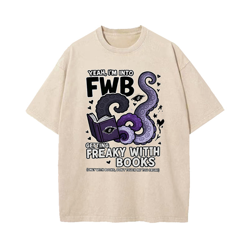 Freaky With Books Washed T-Shirt
