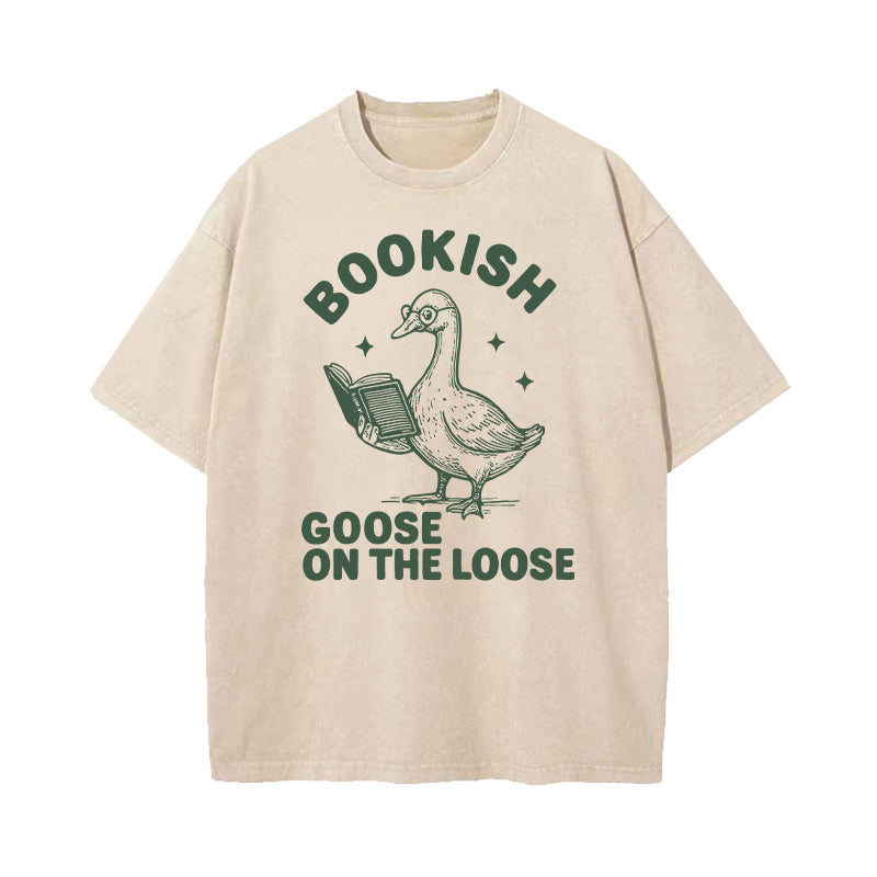Bookish Goose On The Loose Washed T-Shirt